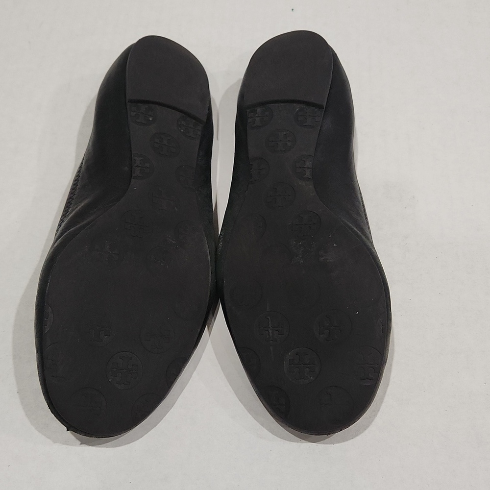Tory Burch Black Flats With Silver Logo Size 9.5 - Picture 6 of 6